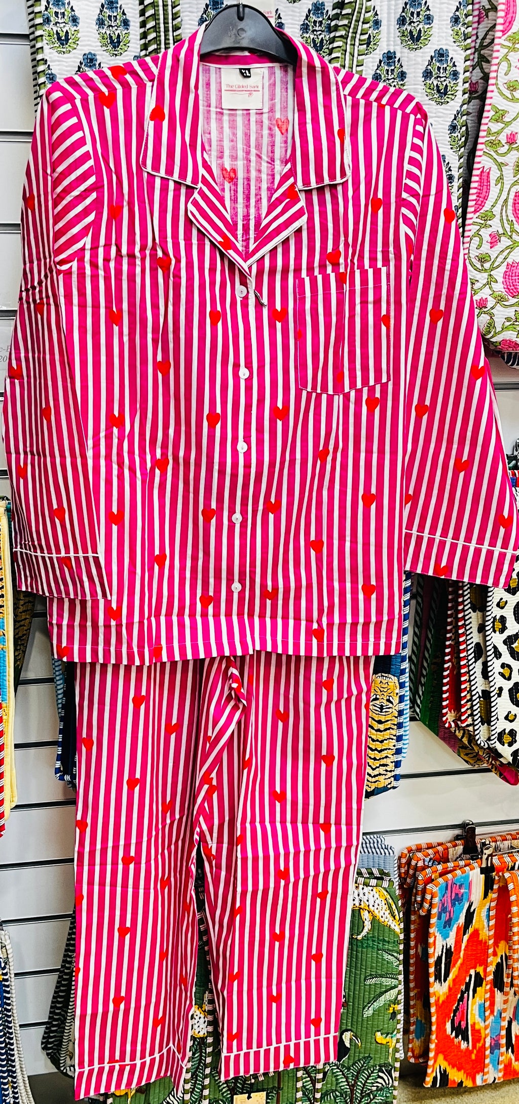 Heart Red and white stripe - Cotton Pyjama set