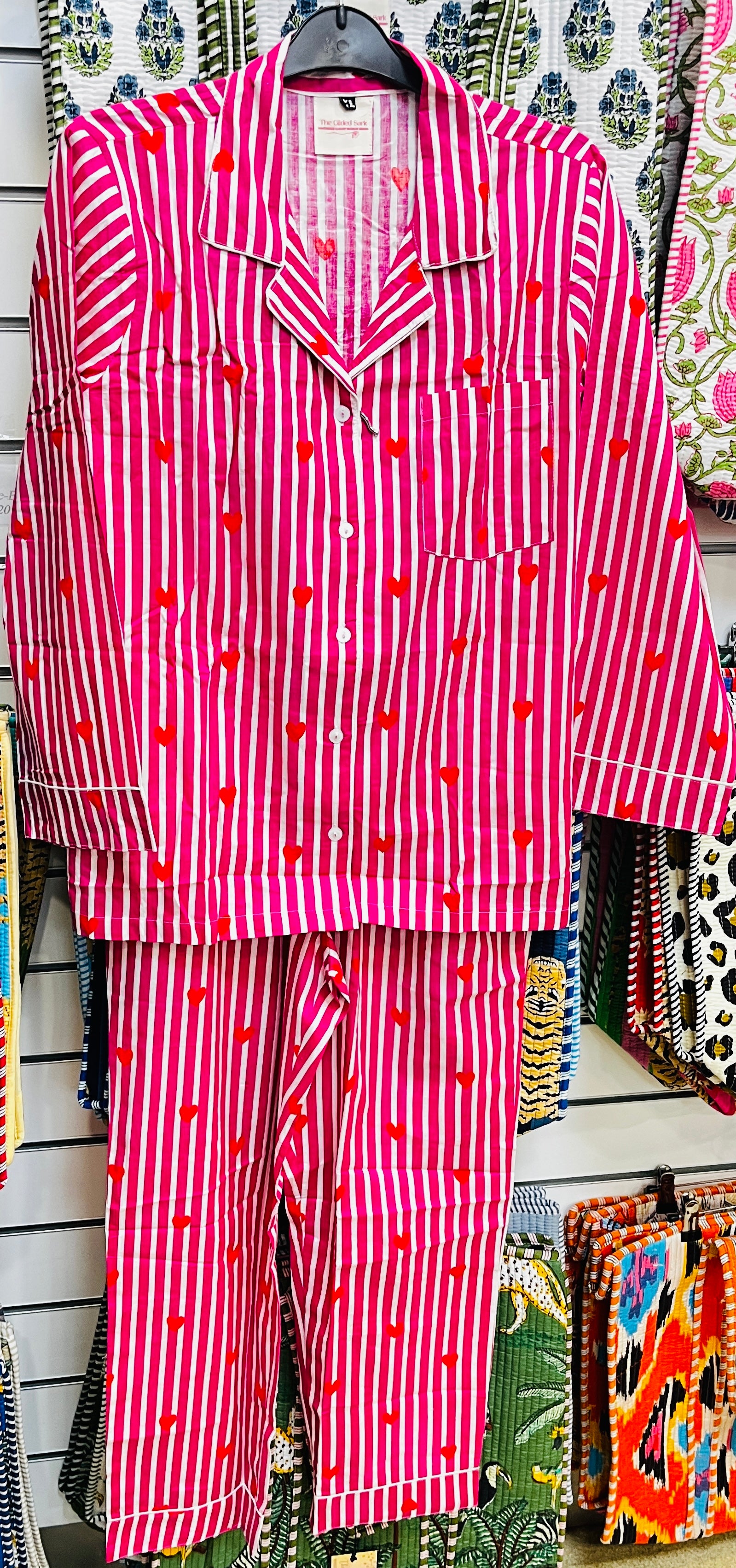 Heart Red and white stripe - Cotton Pyjama set