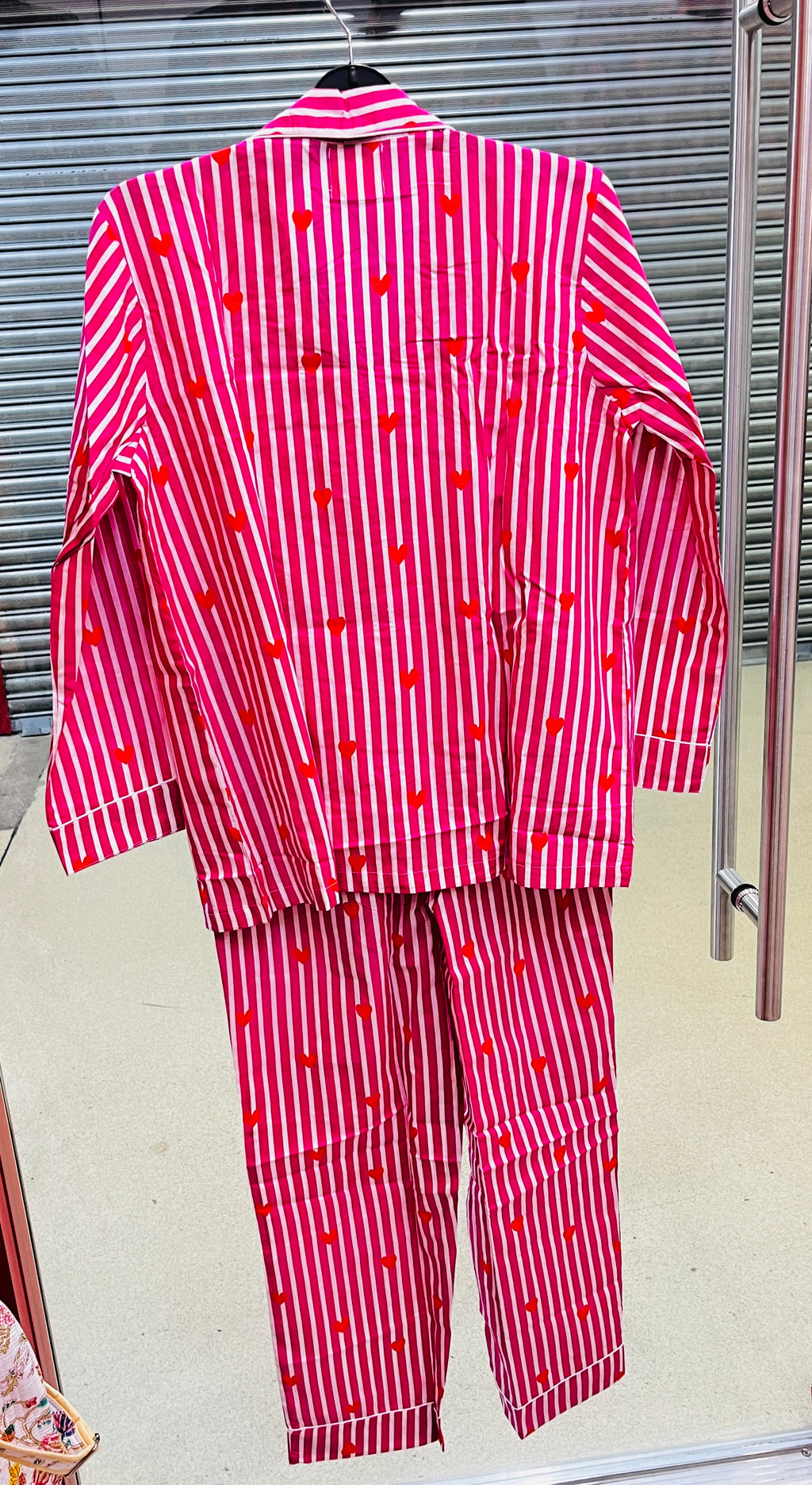 Heart Red and white stripe - Cotton Pyjama set