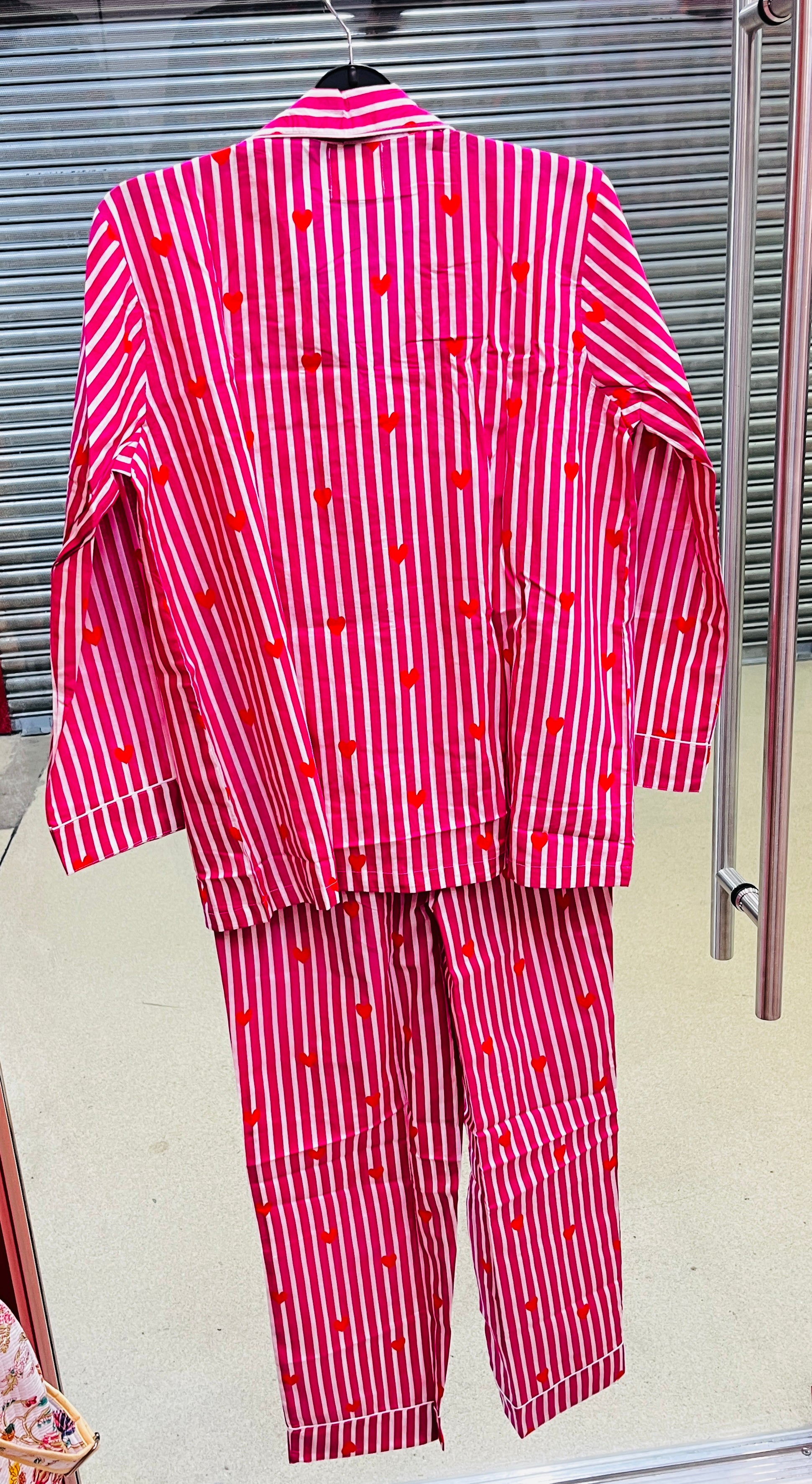 Heart Red and white stripe - Cotton Pyjama set