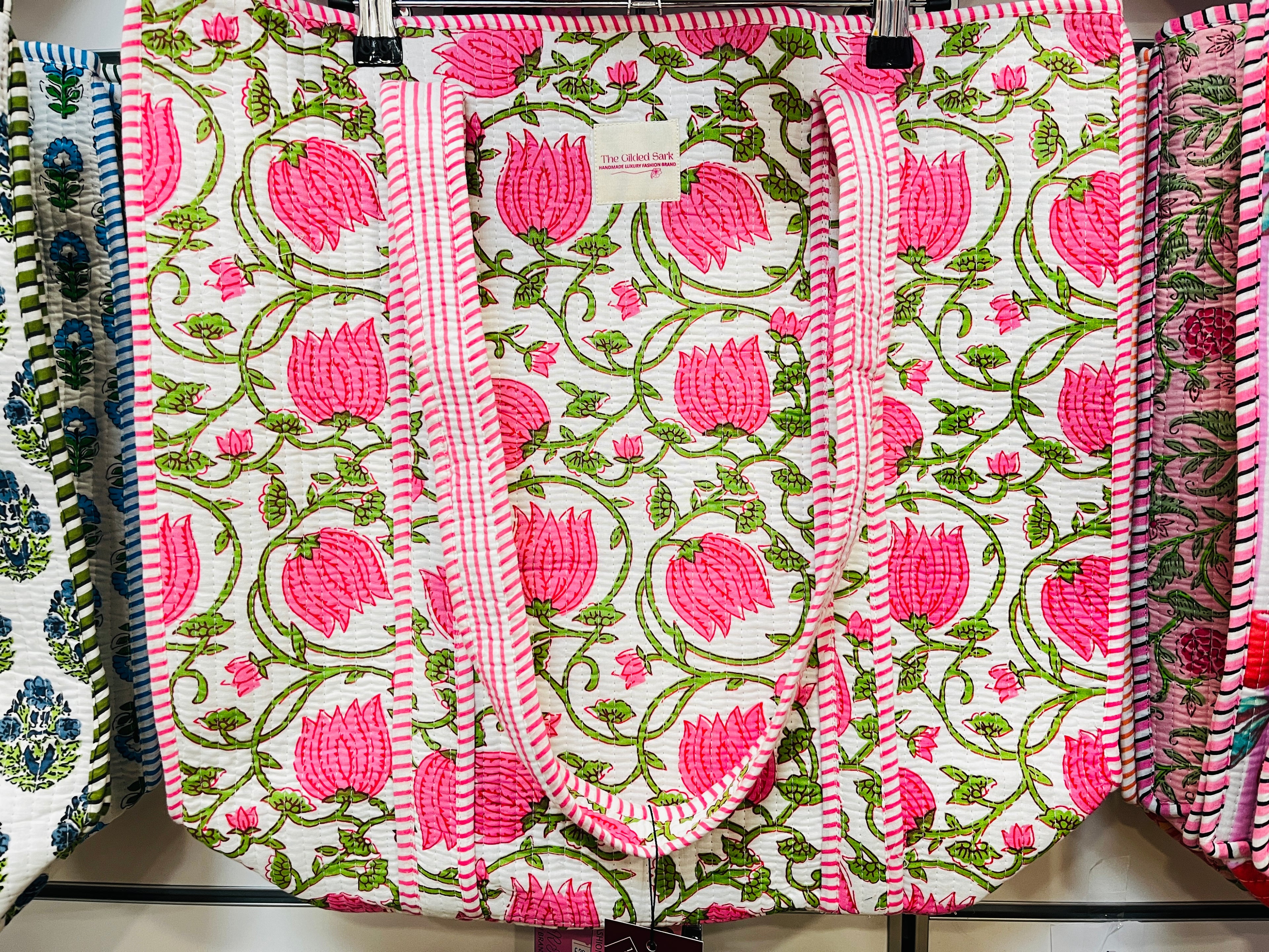 Eco-friendly cotton tote bag - full view with embroidered decorative elements