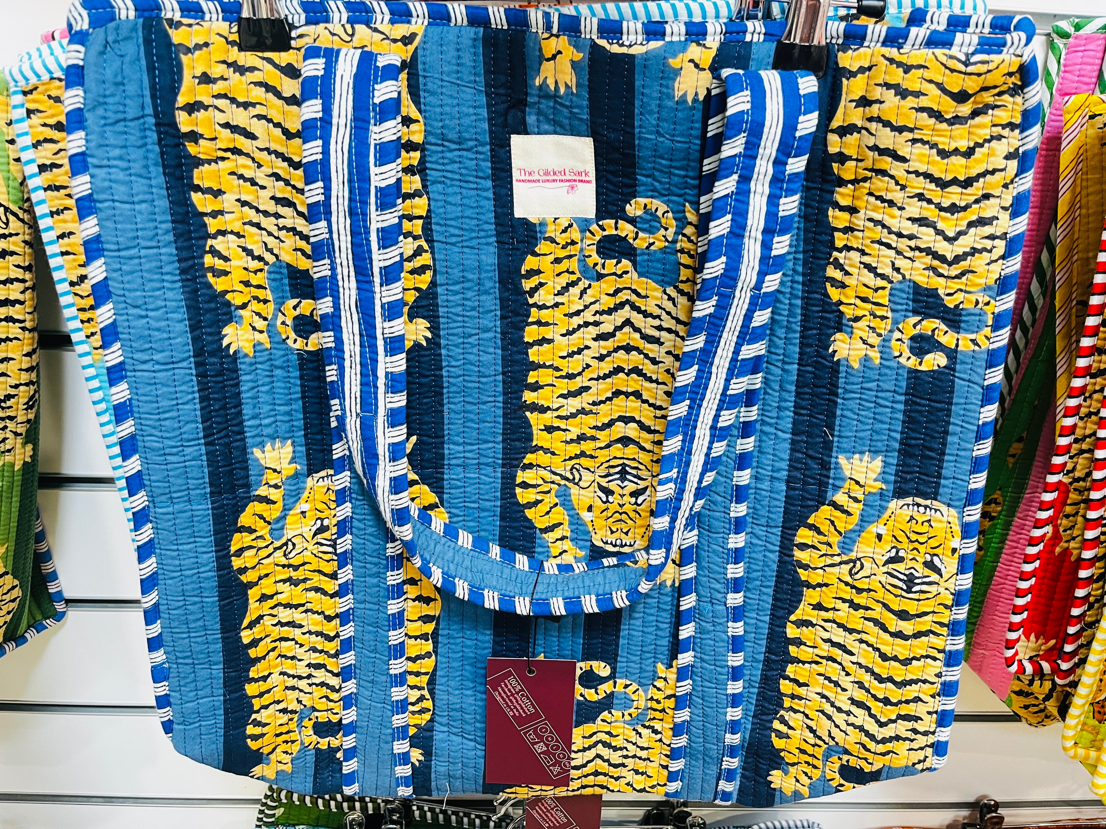 Eco-friendly cotton tote bag - full view with embroidered decorative elements