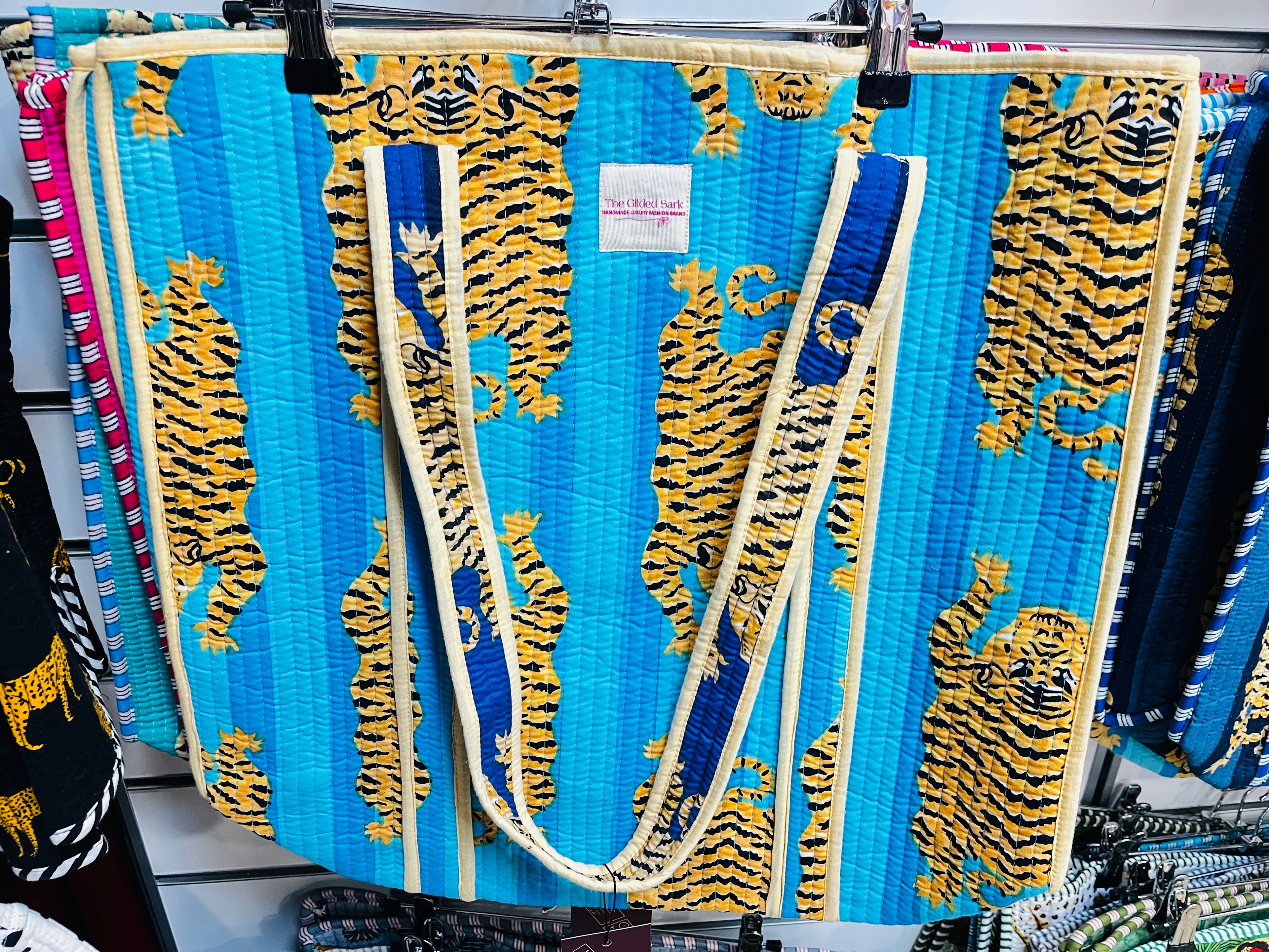 Eco-friendly cotton tote bag - full view with embroidered decorative elements