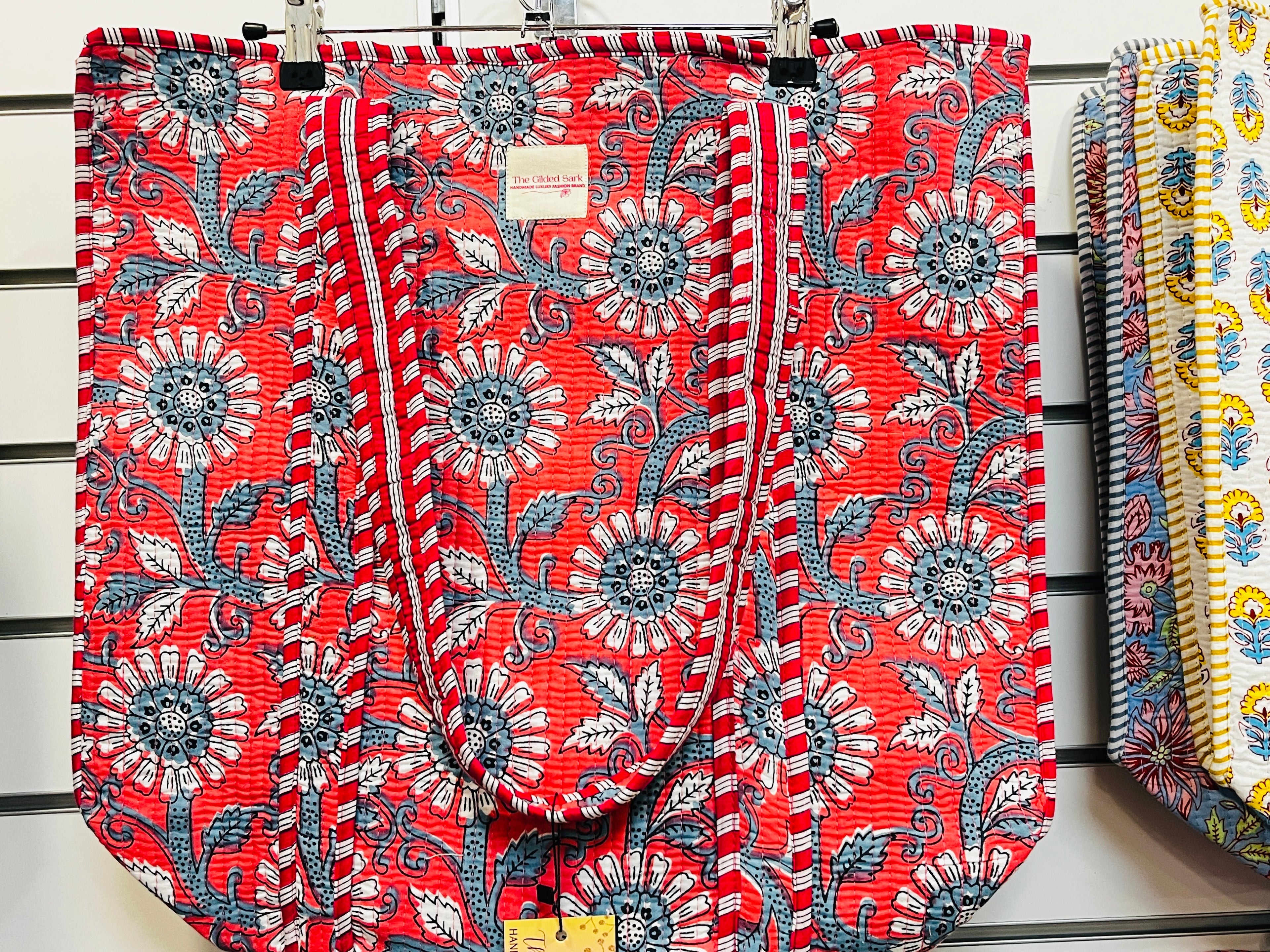 Eco-friendly cotton tote bag - full view with embroidered decorative elements