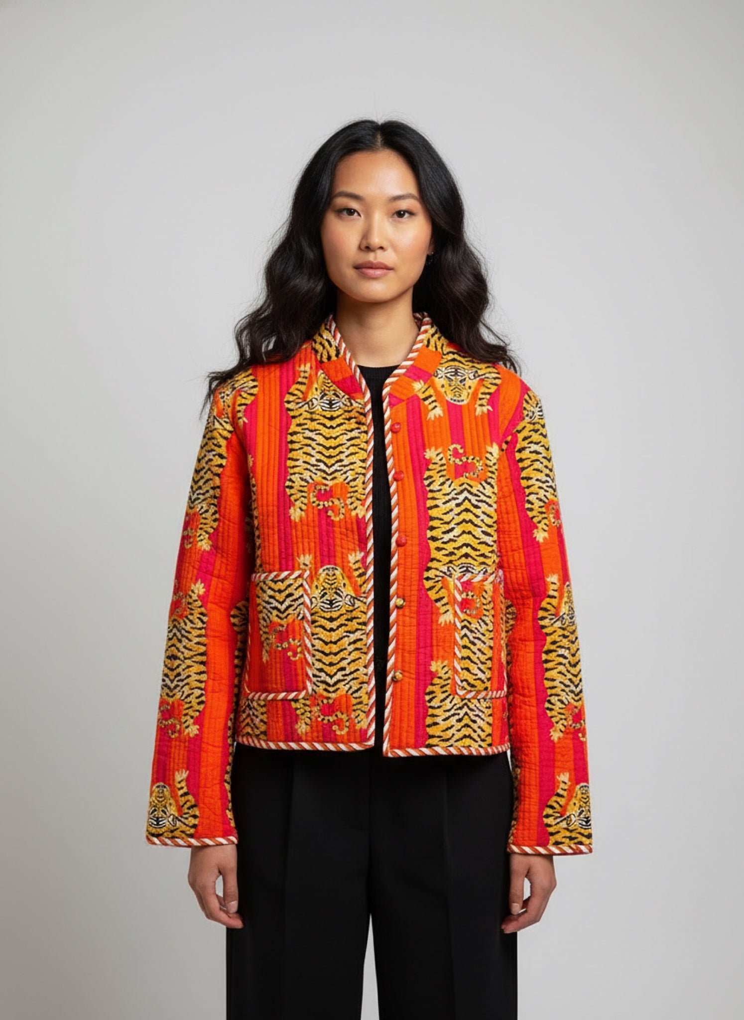 Reversible Croptop Fat Tiger Orange Jacket