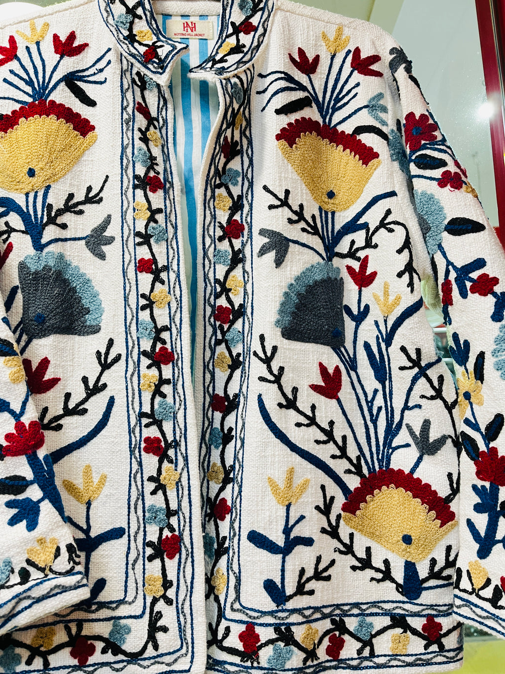 Handcrafted Cotton Suzani Embroidered Jacket – Artisan Elegance