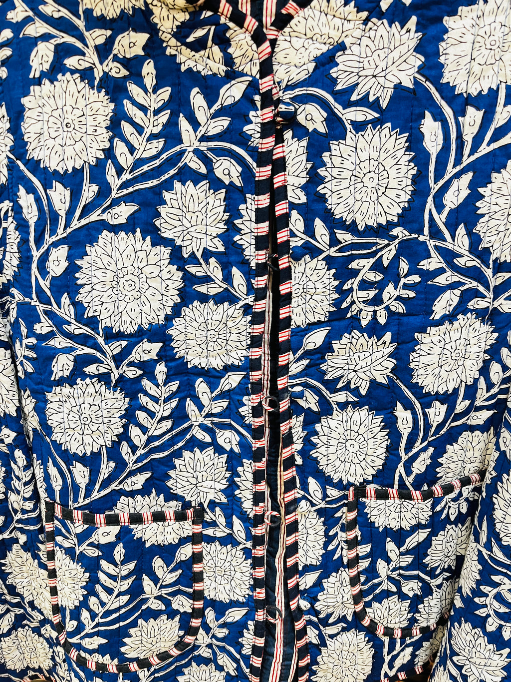 Reversible Croptop Jackets Blue Floral - The Gilded Sark