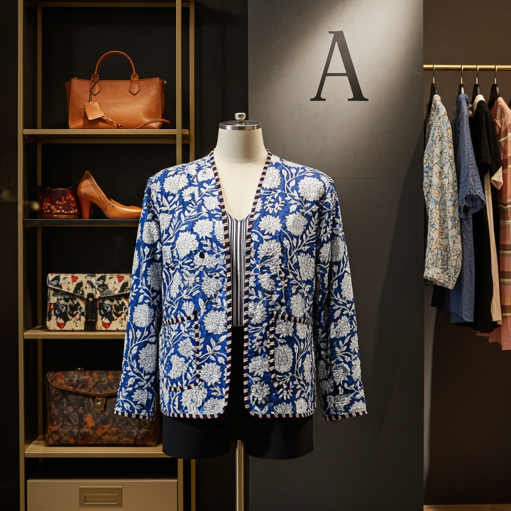 Reversible Croptop Jackets Blue Floral - The Gilded Sark